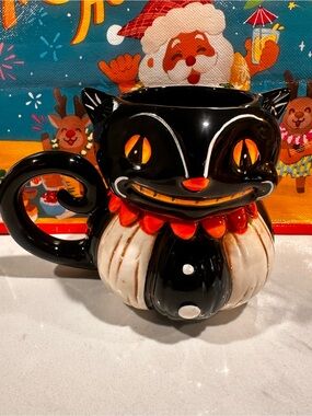 NEW Johanna Parker Ceramic Black Cat Jack Mug Halloween